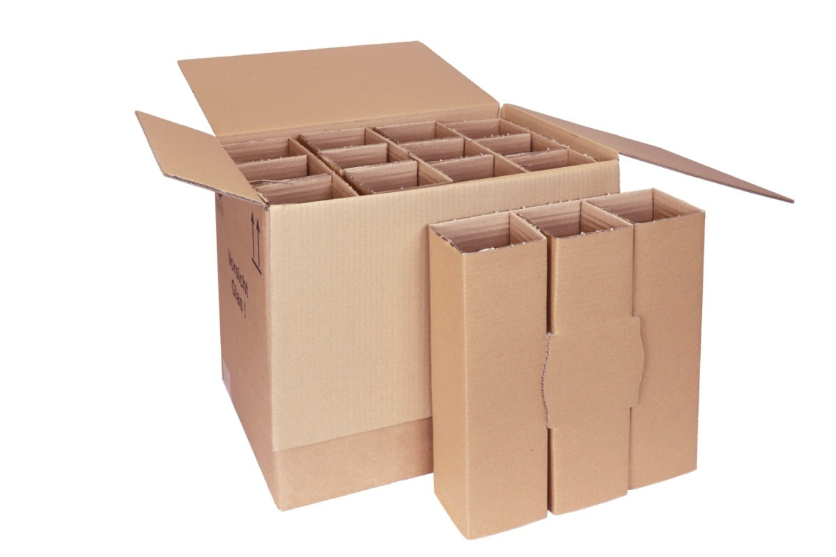 Flaschenversandkarton für 12 Flaschen (Wein) inkl. Einlage I UPS + DHL zertifiziert (SB)